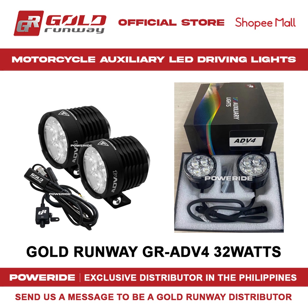 GOLD RUNWAY OFFICIAL STORE 2024 GR ADV4 32watts Motorcycle Auxiliary LED Driving Lights Original Shopee Philippines
