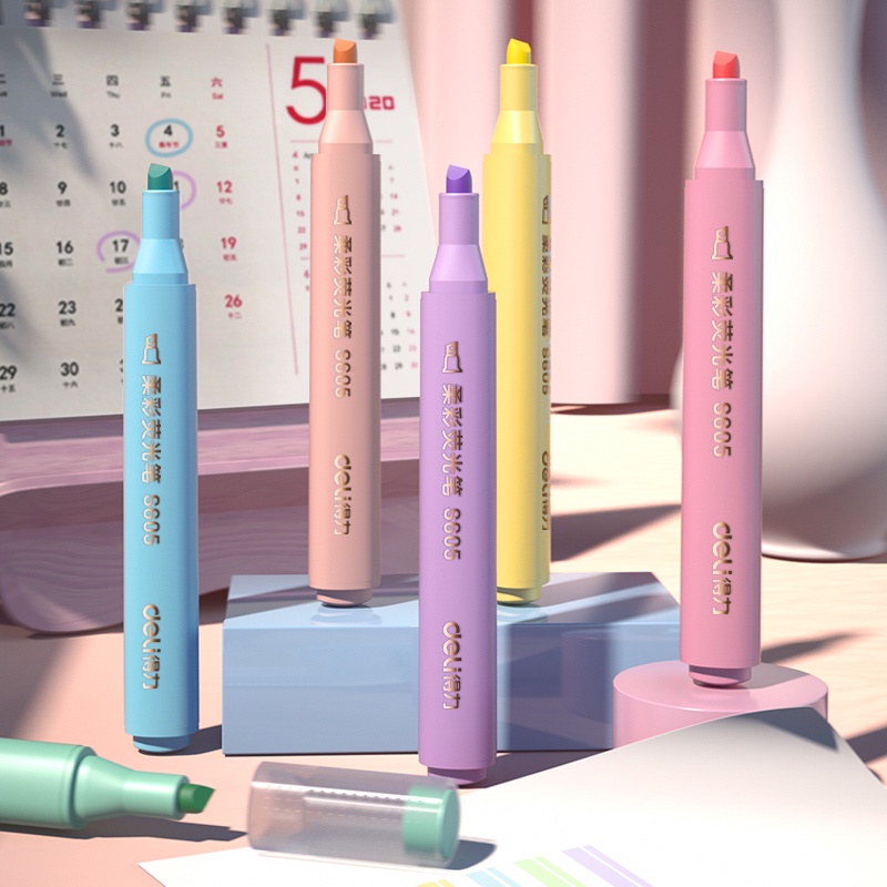 Deli 6Pcs/Set Highlighter Pen Bright Color Pen Pastel Marker Student ...
