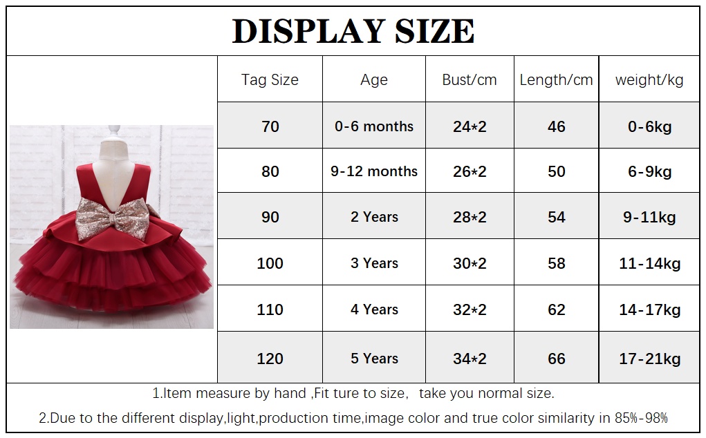 WFRV Baby Gown 1st Birthday Princess Kids Girls Party Dress Flower Girl ...