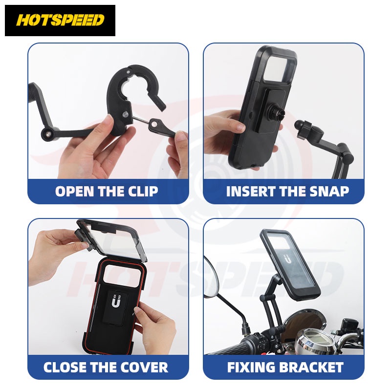 HOTSPEED Waterproof Motorcycle Bike Phone Holder Adjustable Motor