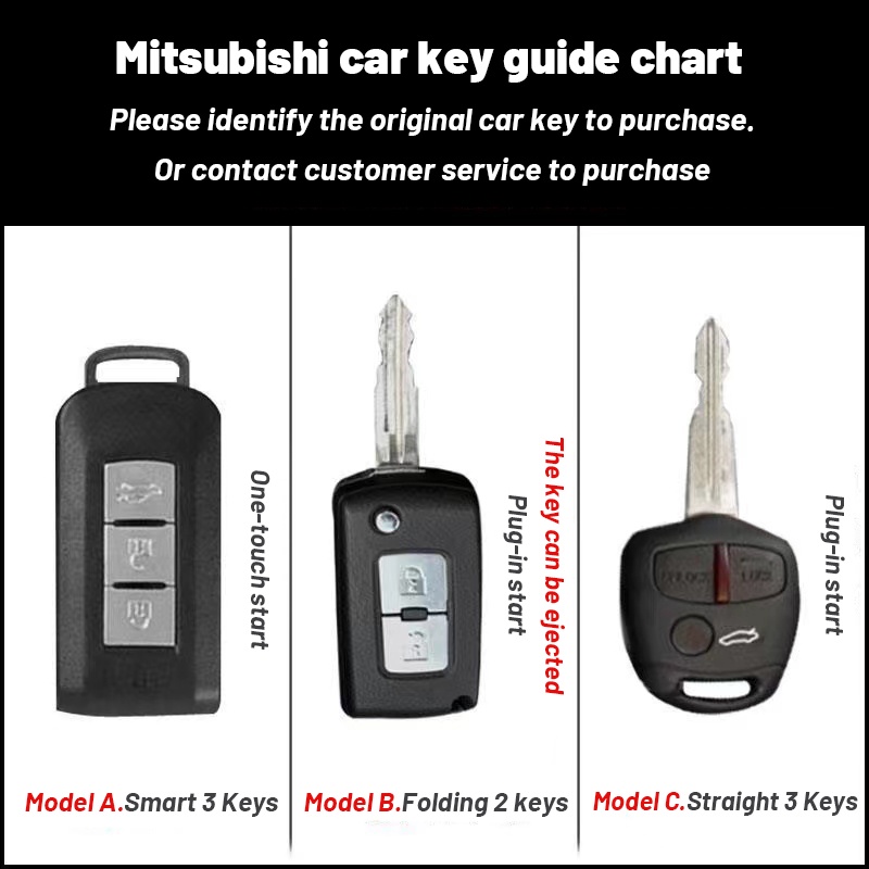high quality leather for Mitsubishi key cover Remote key case with key ...