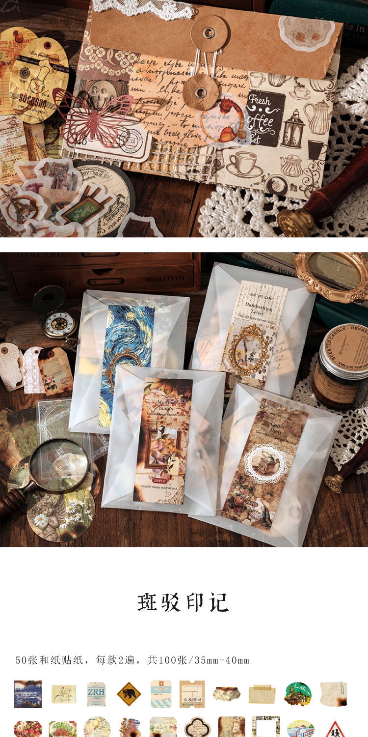 Journamm 200pcs/pack Decor Scrapbook PET Sticker Materials Paper Combo ...