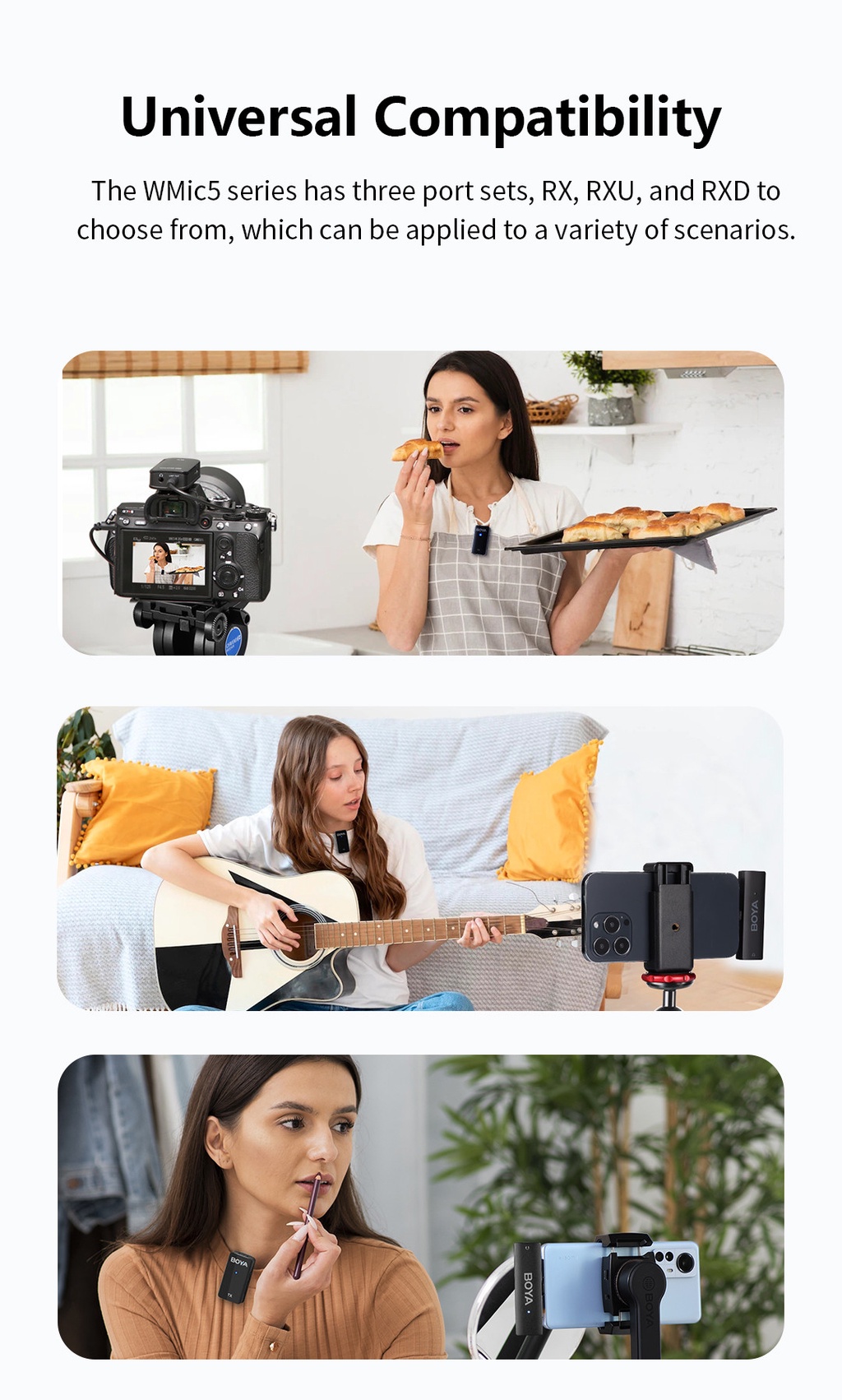 BOYA BYWMic5 Series Vlog Lavalier Microphone Wireless Lapel Mic with