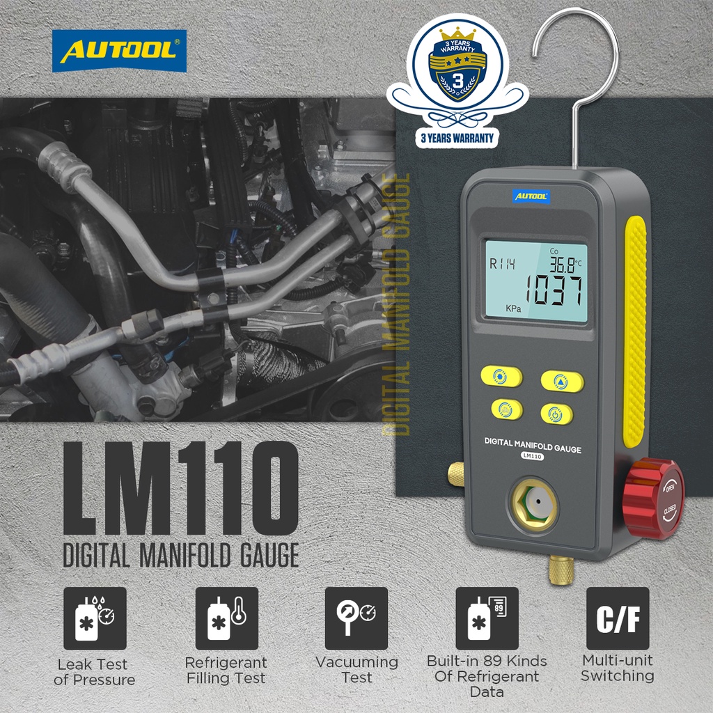 AUTOOL Refrigerant Table Manifold Meter Car Air Conditioning Leak ...
