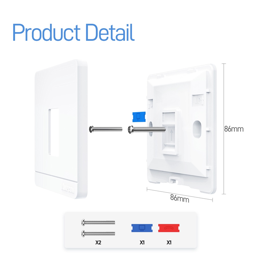 AMPCOM 10-Pack RJ11 RJ45 Faceplate Wall Socket Wallplate Face Plate 1 ...