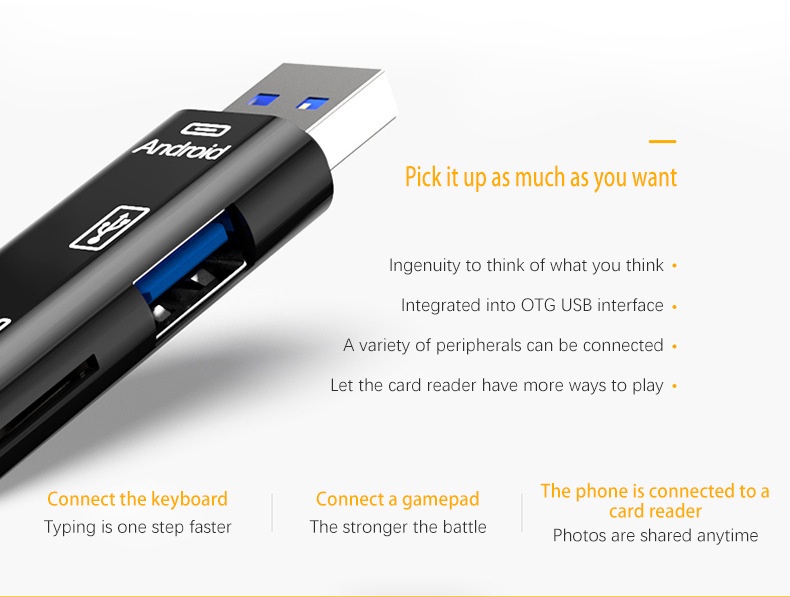 Multifunction USB Memory Card Reader High Speed Micro USB OTG to USB 2. ...