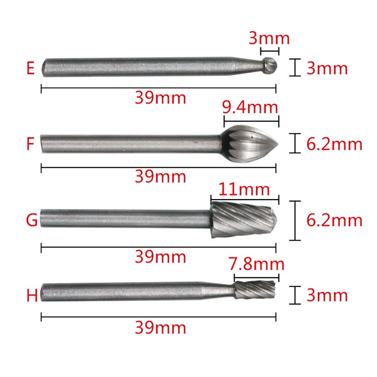 10PCS HSS Routing Bits Burr Rotary Tools Rotary Carving Carved Knife ...