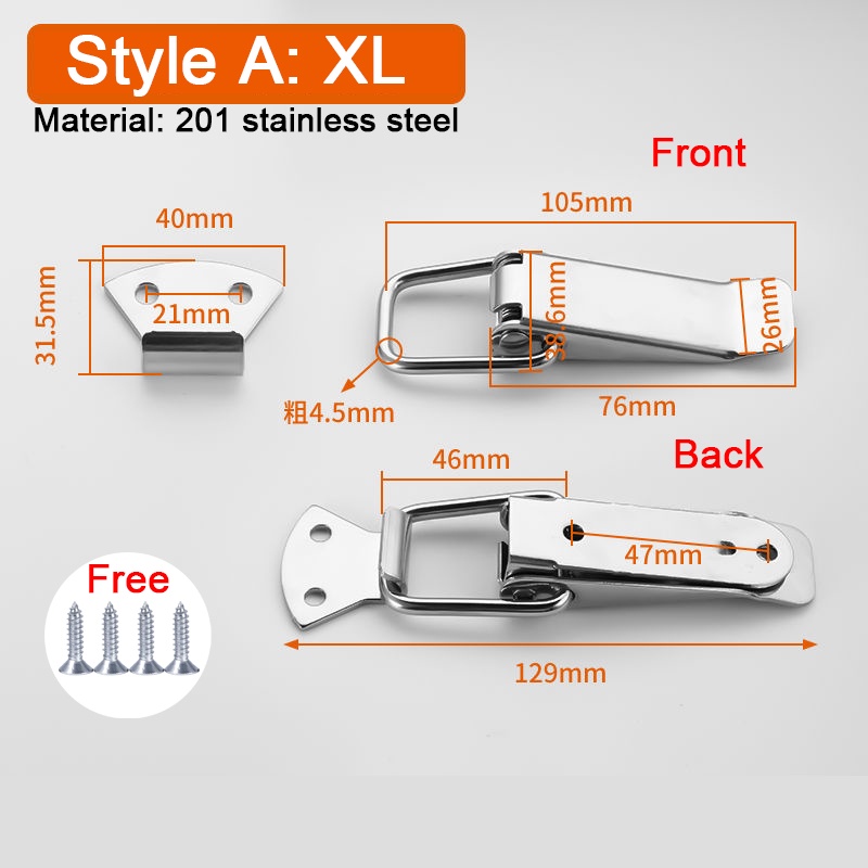2PC Cabinet Box Locks Spring Loaded Latch Catch Toggle 201 Stainless ...