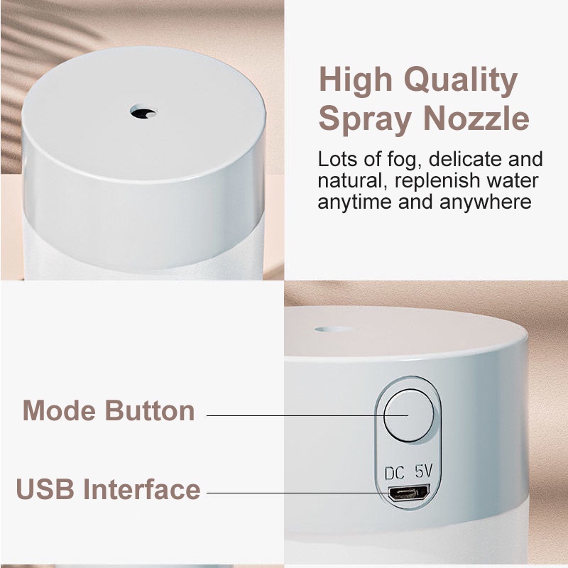 260ML Ultrasonic Humidifier Wireless Humidifier Rechargeable Portable ...