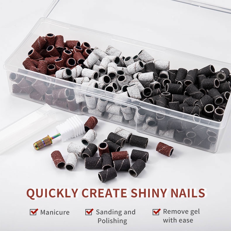 5pcs 13mm X 19mm 80 Grit Sanding Cap With Rubber Mandrel 2.3mm Shank Nail Pedicure Manicure