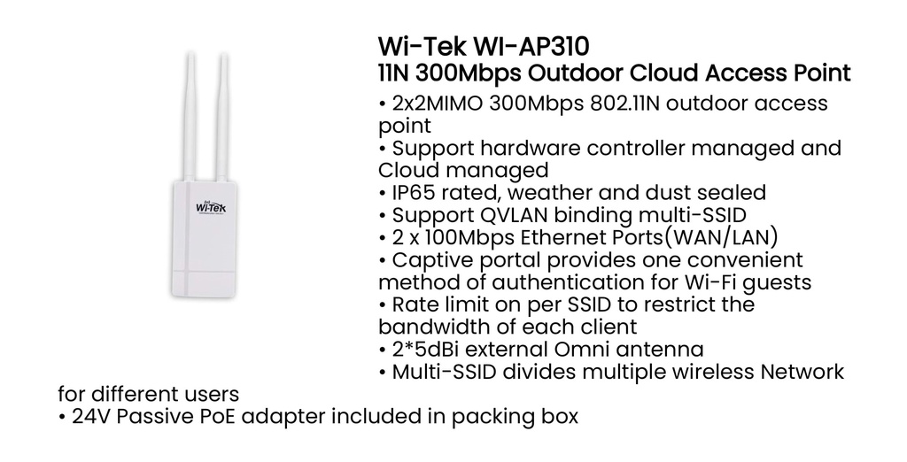 Wi-Tek Wi-Ap310 11n 300mbps Outdoor Cloud Access Point By EJD | Shopee ...