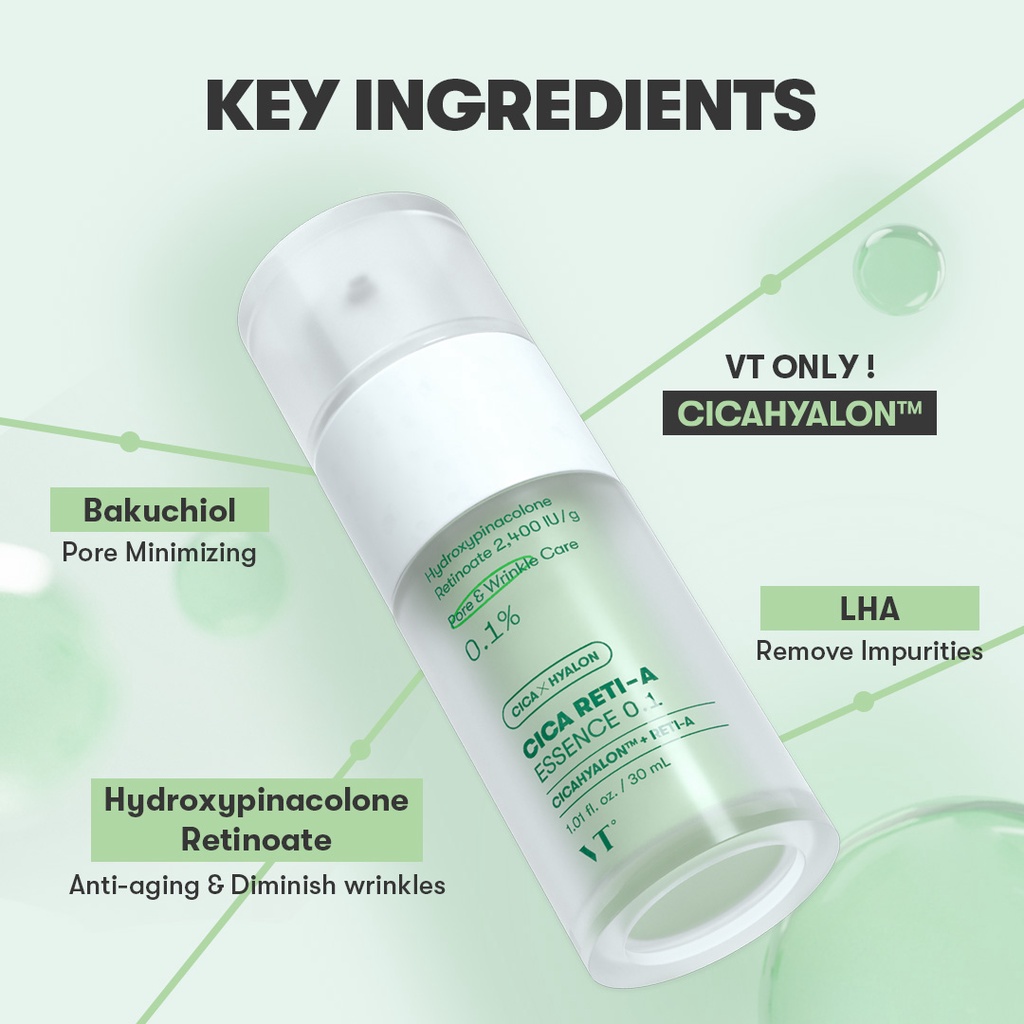 [VT] Cica Retinol Essence 0.1/ Cream 0.05, Pure Retinol/ Reti-A Mask ...