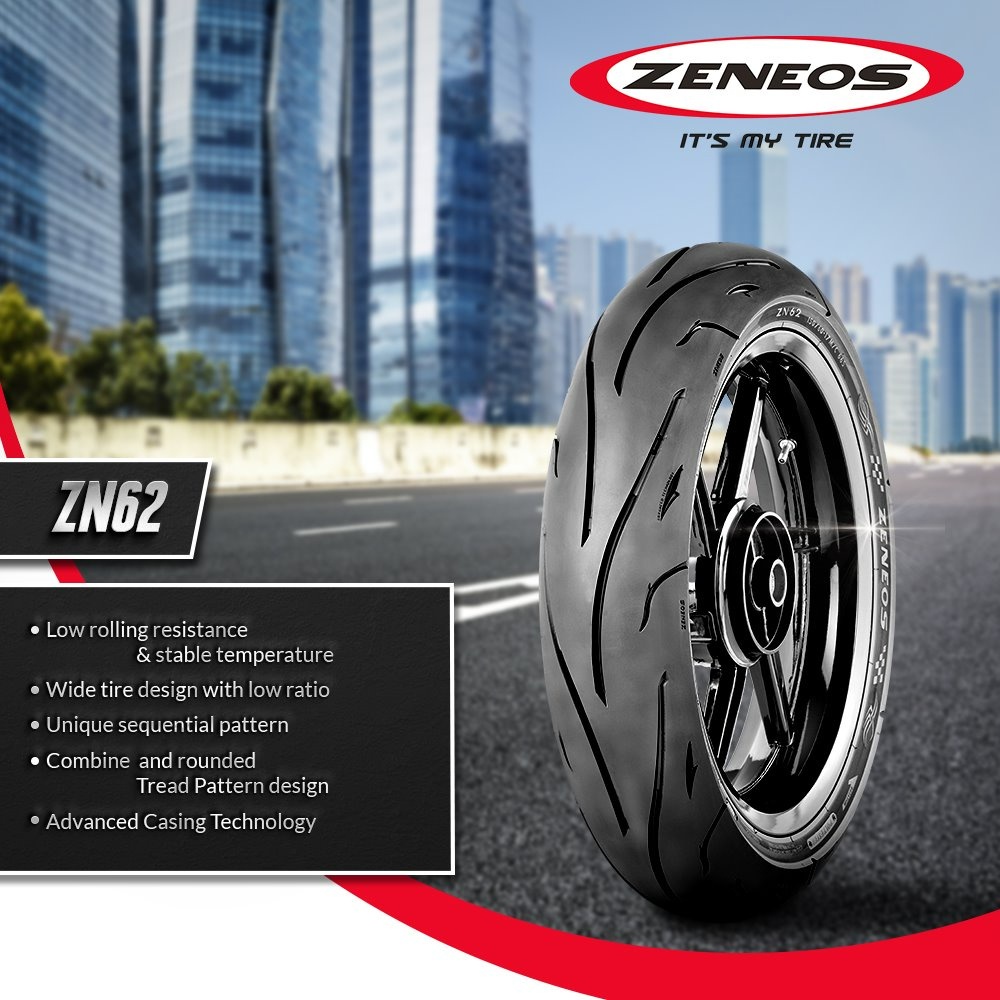 Zeneos ZN62 90-80-14 Tubeless Motorcycle Tires Sporty designed tread ...
