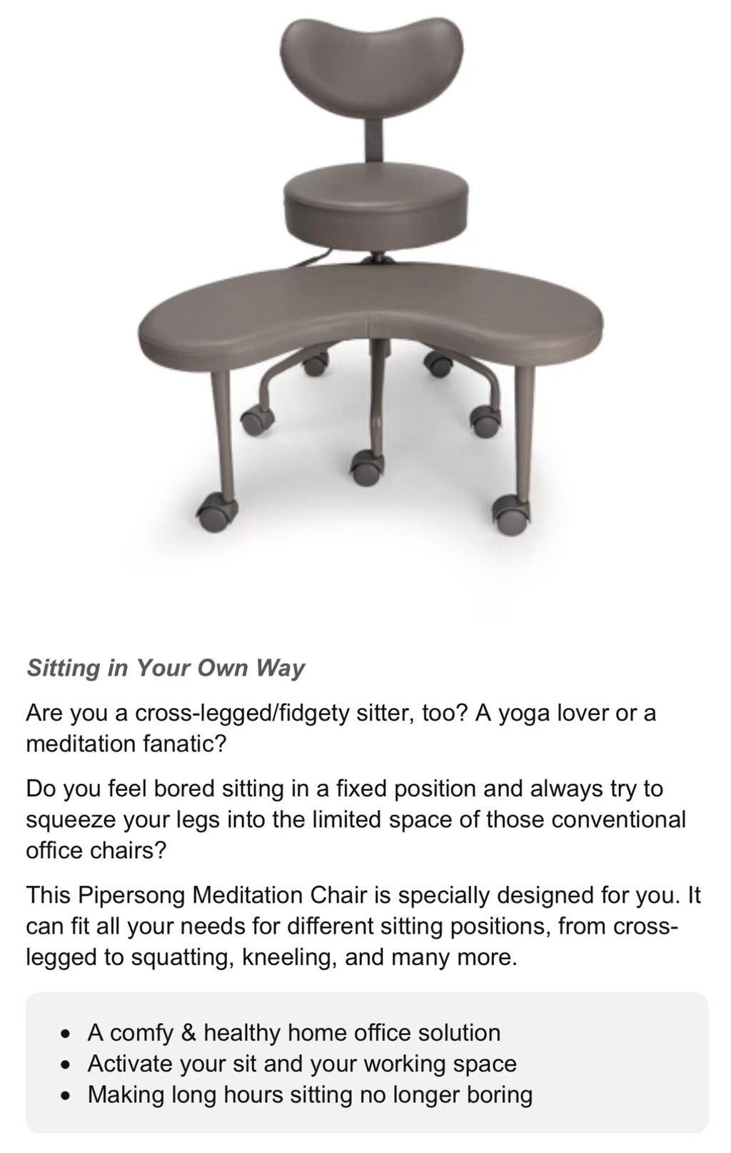Pipersong Meditation Chair, Home Office Desk Chair, Cross Legged Chair
