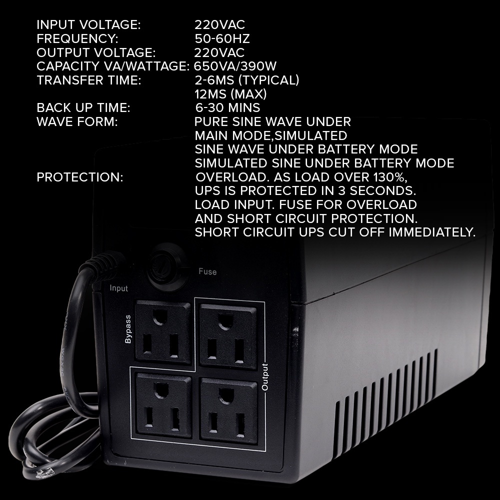 Secure 650va UPS Desktop power surge protection, overload protection ...