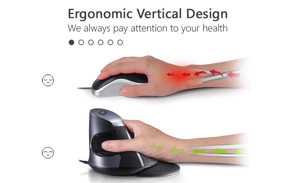 Delux M618BU Ergonomic Office Vertical Mouse 6 Buttons 600/1000/1600 ...