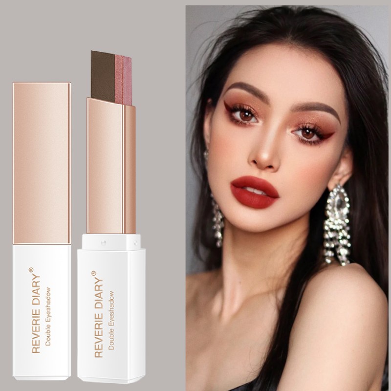 Double Color Glitter Eye shadow Stick Matte Eyeshadow 2 In 1 Waterproof ...