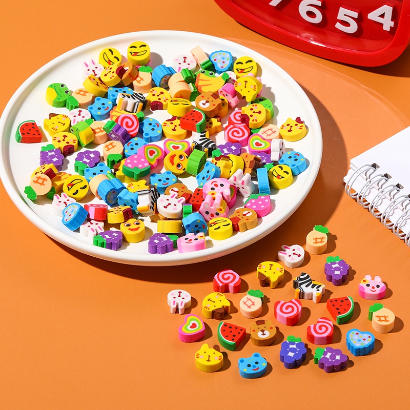20PCS Cartoon Eraser Space Fruit Number Primary School Student Prize ...