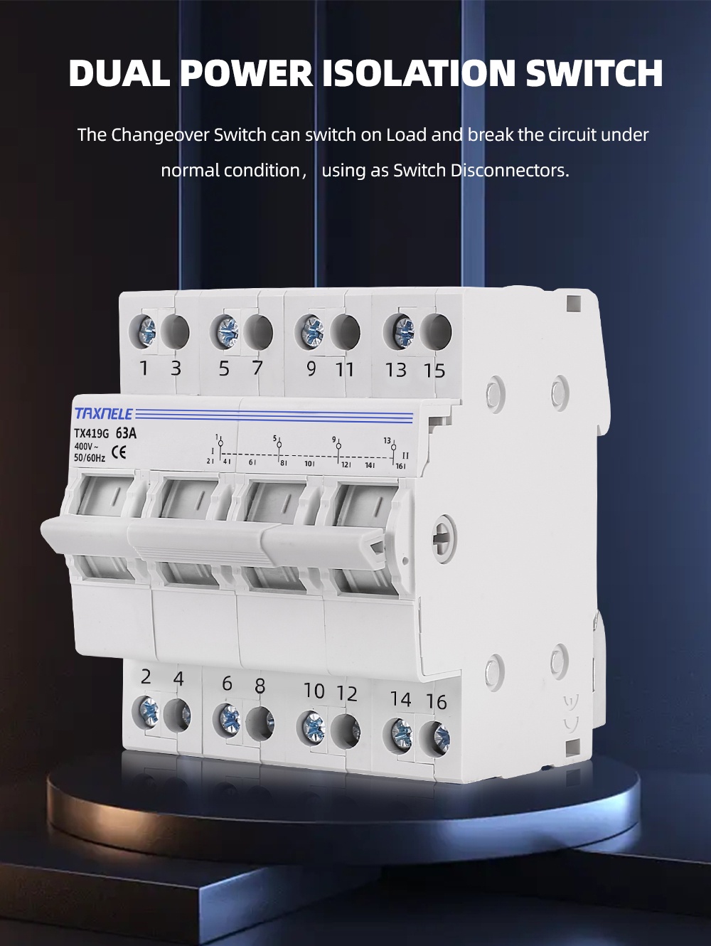 4P 40A 63A MTS Dual Power Manual Transfer Isolating Switch Interlock ...