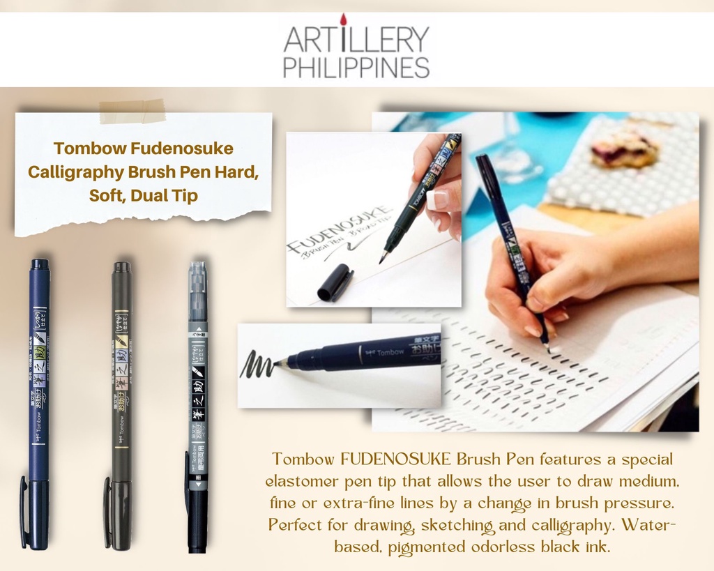 Tombow Fudenosuke Brush Pen 2-Pack - Soft & Hard Tip Calligraphy Set