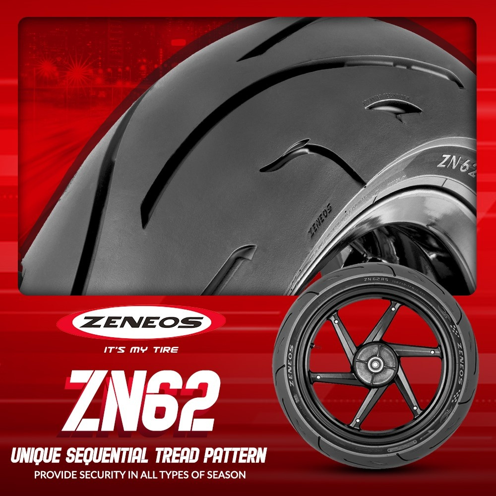 Zeneos ZN62 90-80-17 Tubeless Motorcycle Tires Sporty designed tread ...