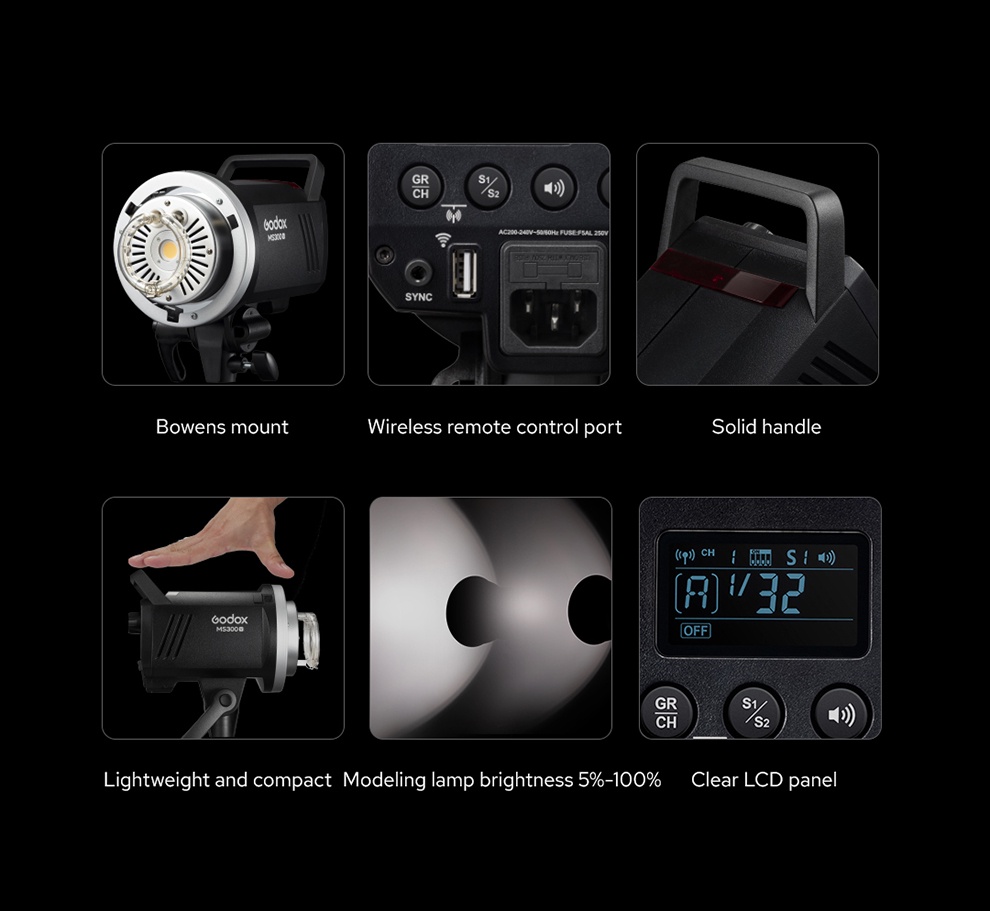 Godox MS200V / MS300V Studio Light MSV Series Compact Studio Flash ...