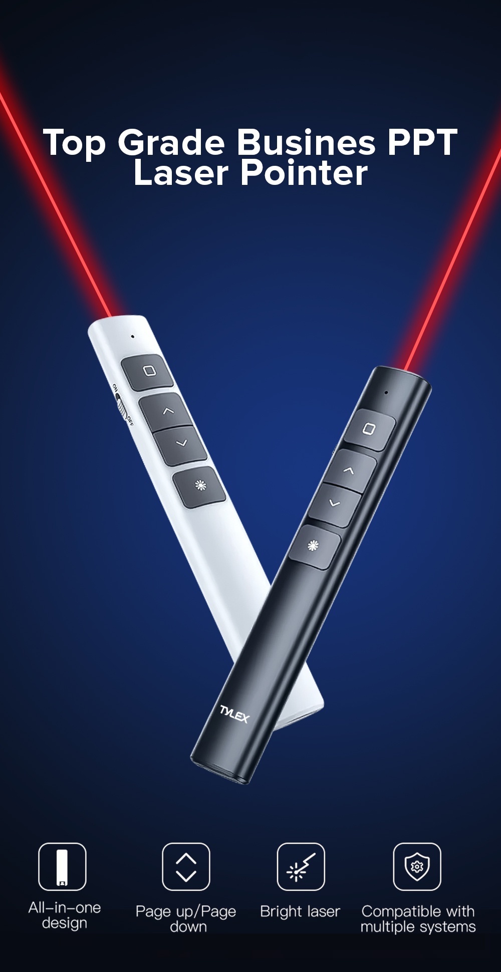 2.4G Rechargeable Wireless PowerPoint Presenter Clicker With Laser ...