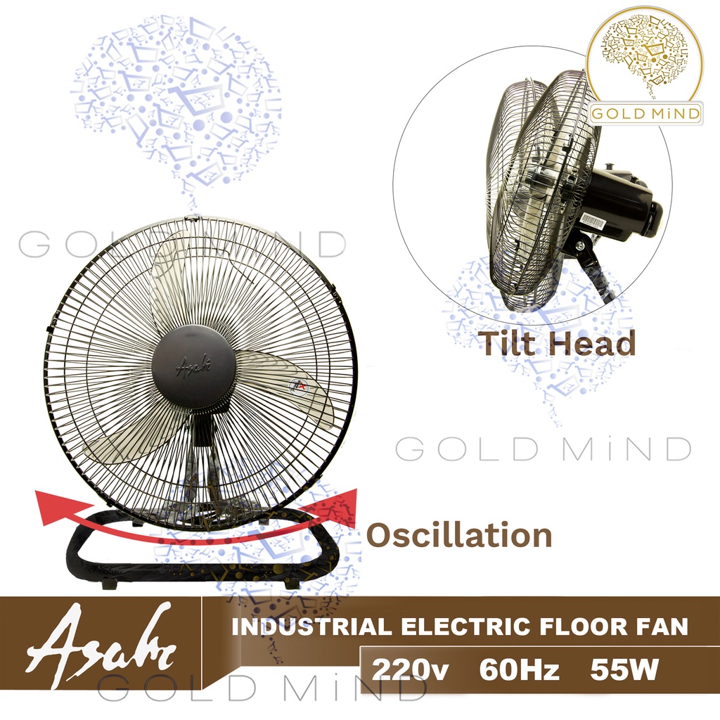 ASAHI Industrial Electric Floor Fan w/ Thermal Cutoff Fuse Banana Type ...