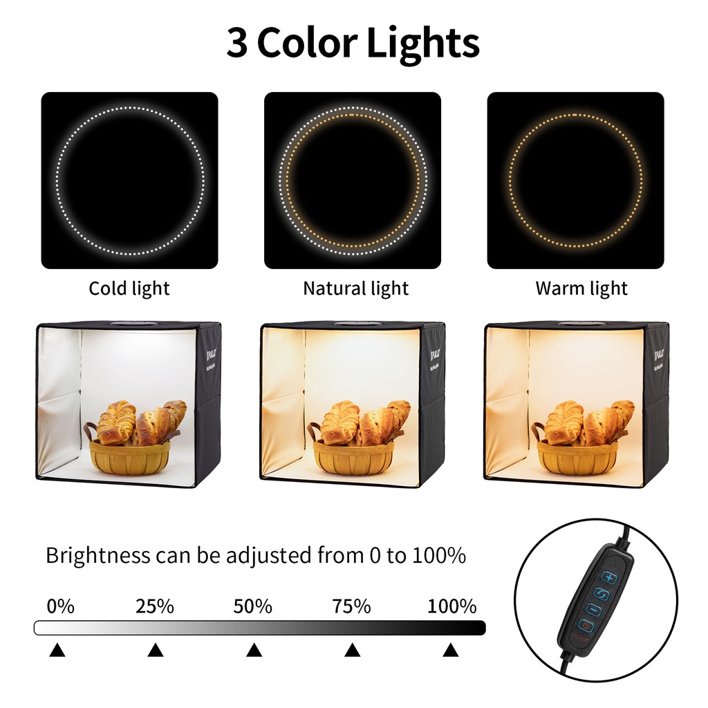 25cm PULUZ Studio Soft Box LED Light Tent with 1 pcs Diffuser Cloth ...