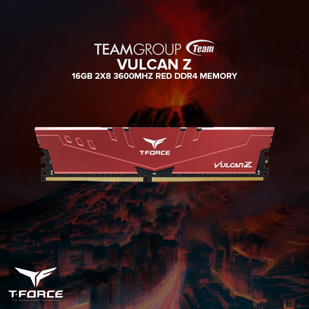 EasyPC Team Elite Vulcan Z 16GB 2x8 3200mHz and 3600mHz Gray Red DDR4  Memory