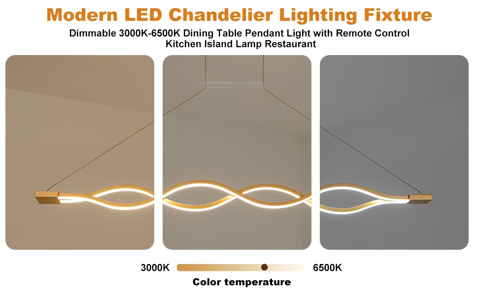 Pendant Lighting, 2-Light 32W Dimmable Modern LED Chandelier Linear ...