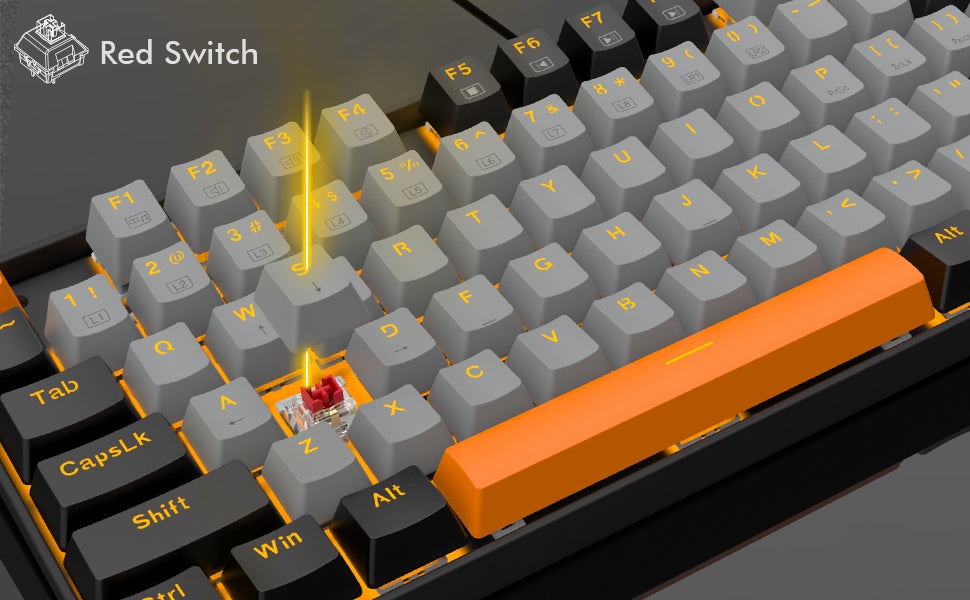 E-YOOSO Z-13 Single Light 89 KEYS Mechanical Keyboard Gray/Black (Red ...