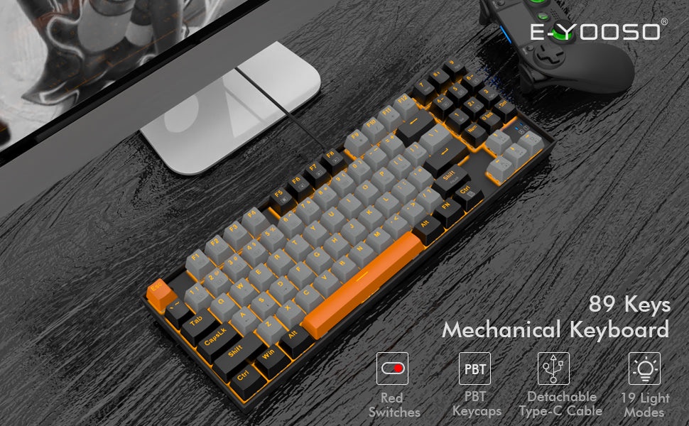 E-YOOSO Z-13 Single Light 89 KEYS Mechanical Keyboard Gray/Black (Red ...