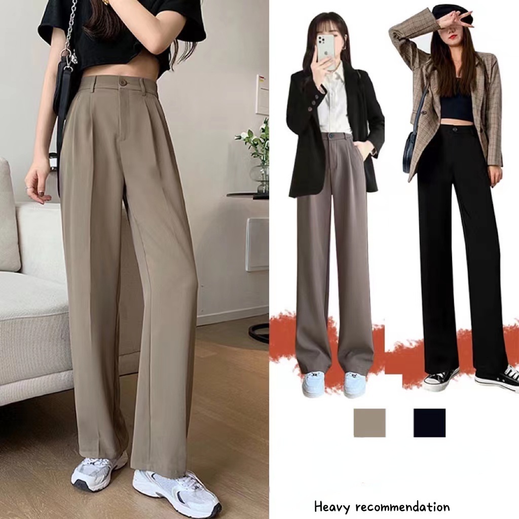 Solid Color Suit Pants Men Fashion Society Mens Dress Pants Korean Loose Straight Flared Pants Mens Office Formal Trousers M-2XL