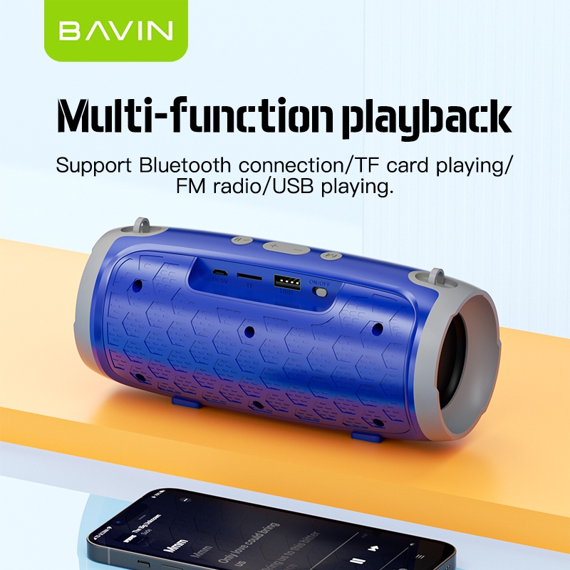 BAVIN J020 Portable Bluetooth Wireless Speaker Hi-Fi Sounds w/ FM Radio  Function USB TF Card Play