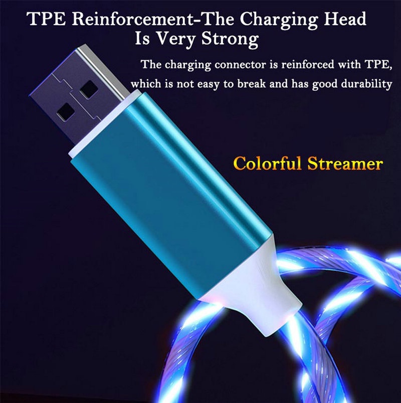 Streamer Light USB Cable LED Flowing Light Fast Charging Cable Car ...