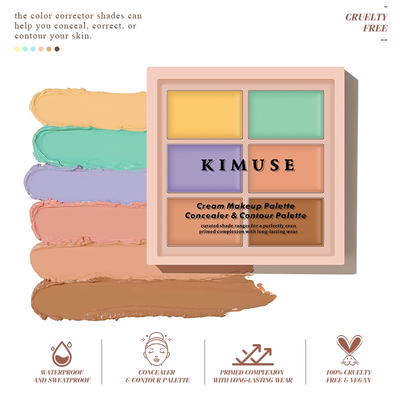 KIMUSE Cream Concealer & Contour Palette Multi-function Face Makeup ...