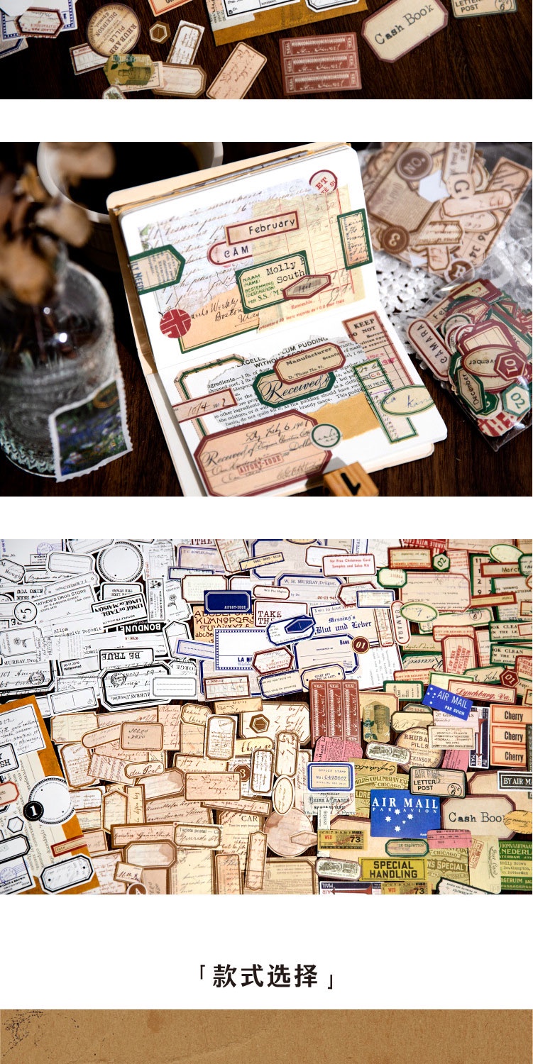 Journamm 1000pcs/pack Vintage Label Stickers Set DIY Scrapbooking ...
