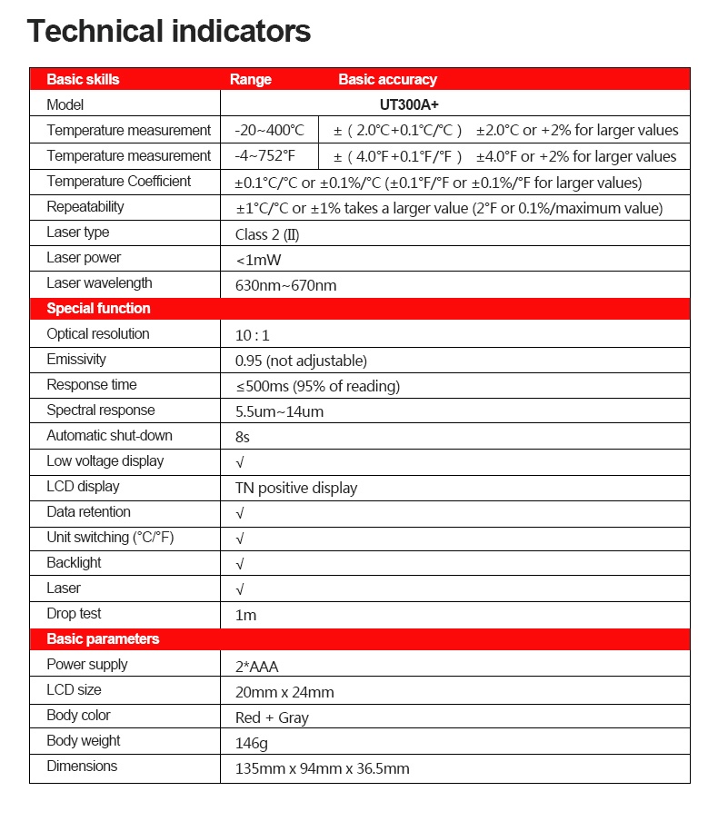 UNI-T laser infrared thermometer handheld digital industrial non ...