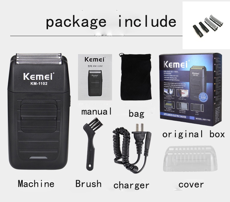 Kemei Rechargeable Cordless Shaver For Men Twin Blade Reciprocating ...