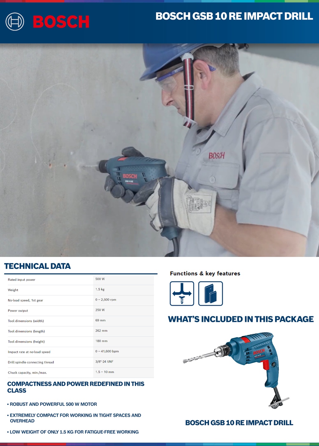Bosch GSB 10 RE Impact Drill - Power Tool/Home Improvement | Shopee ...