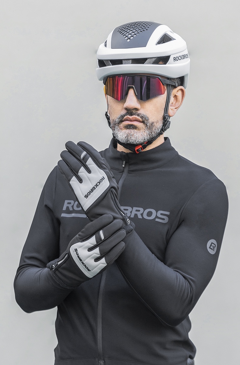 Rockbros Motorcycle Gloves Winter Warm Fleece Long Finger Screen ...