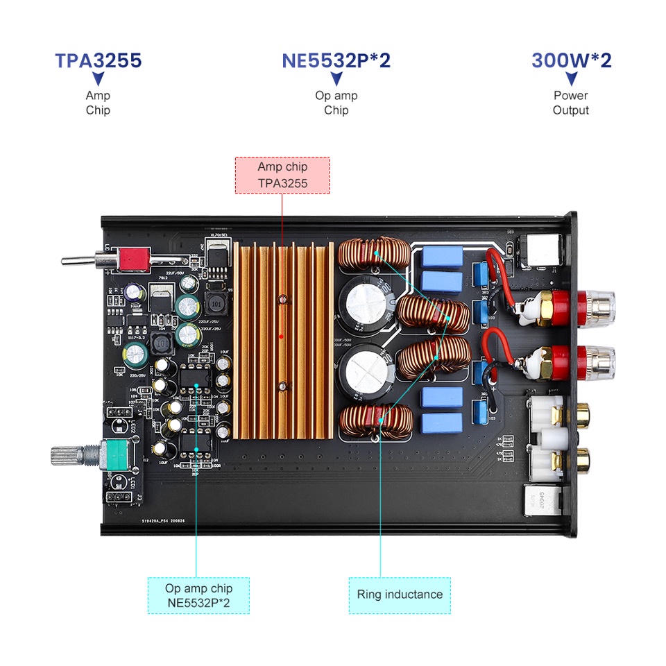 AIYIMA A07 TPA3255 Power Amplifier 300Wx2 HiFi Class D Stereo Digital ...