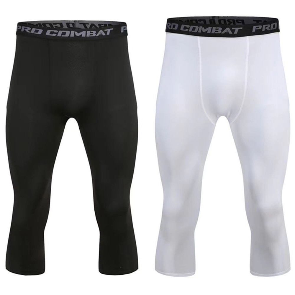 ZUYPSK Men's Compression Base Layer Shorts - Workout Running Yoga Tight Capris, Nylon Spandex Blend