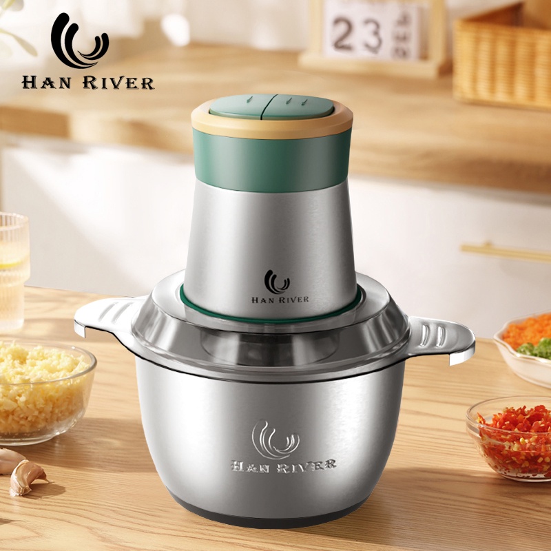 HAN RIVER 2L Electric Meat Grinder Stainless Steel Chopper and