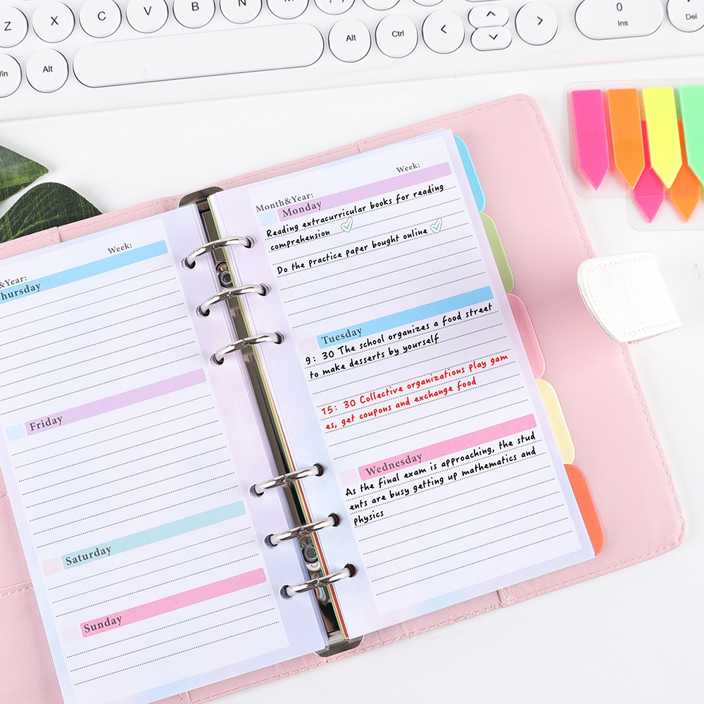 A6 Loose-leaf Spiral Notebook Inserts Plan Budget Day Week Month ...