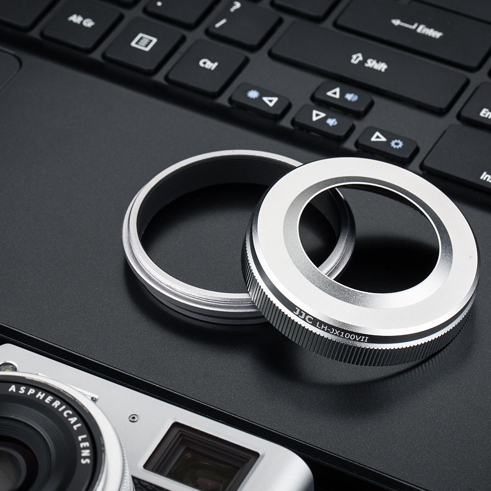 Paraluce E Anello Adattatore Per Fujifilm X100 Serie - Compatibile Con Filtri Da 49mm, Colore Argento