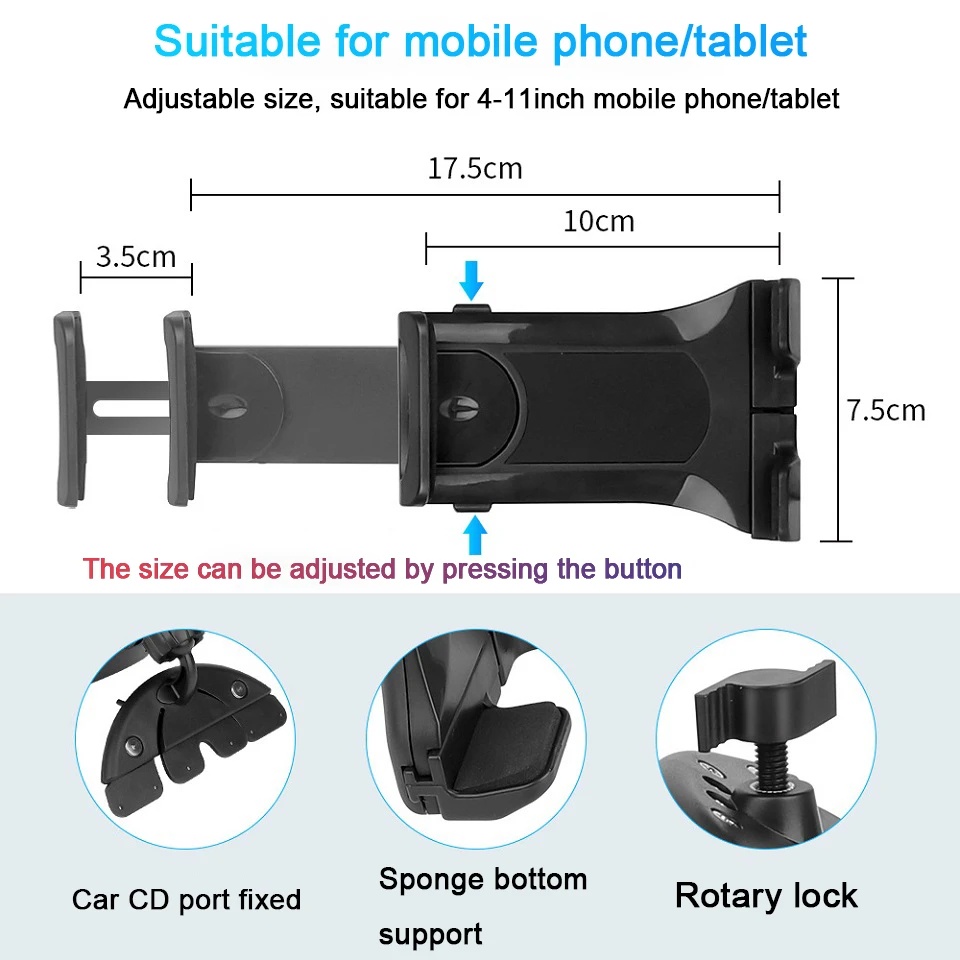 CD card slot bracket Car tablet holder Adjustable car bracket phone ...