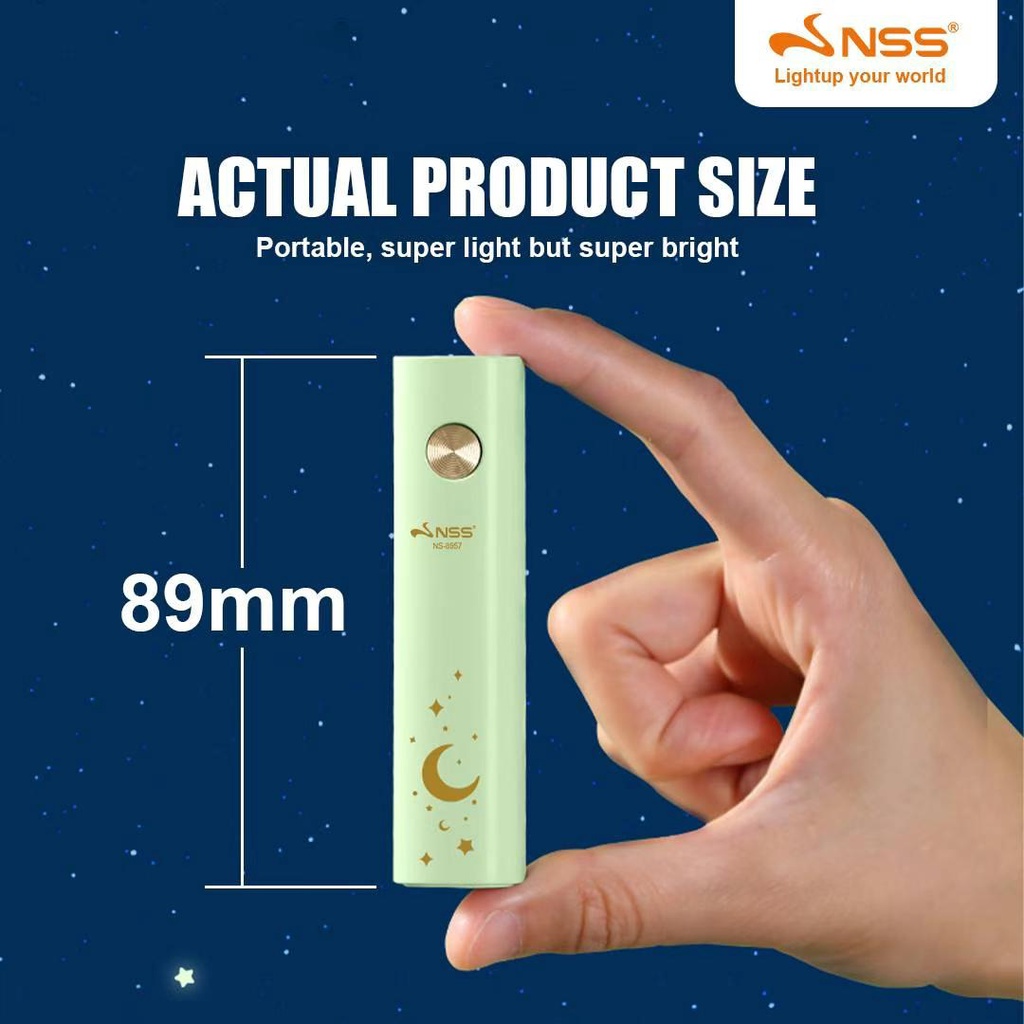 NSS Mini Flashlight Portable Outdoor USB Rechargeable LED Light Camping ...