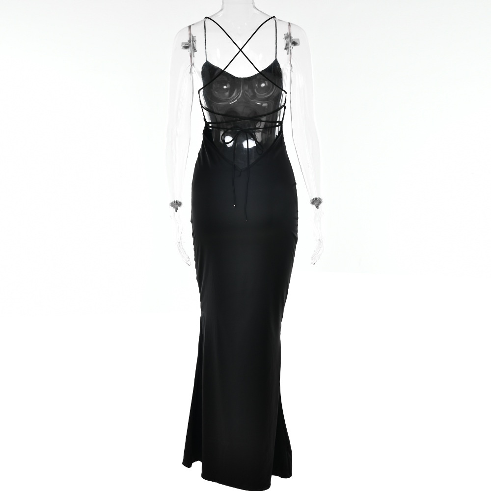 Black Tassel Sparkly Crystals Deep V Neck Evening Gown Low-cut Long Dress Birthday Celebrate Party Photo Shoot Wear Wulongweibo